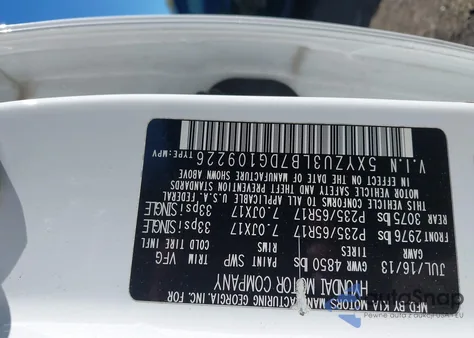 2013 Hyundai Santa Fe Sport from USA, damaged, VIN 5XYZU3LB7DG109226